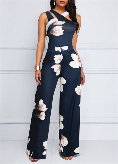 sleeveless navy blue jumpsuit women.